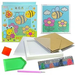 LitVibes DIY Diamond Painting Kit with Frame for Kids & Adults Art & Craft Set Suitable for Home & Wall Decoration Fun Birthday Return Gift for Children Multicolor Parent-Child Game - (Fly Design)-picture-28