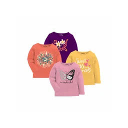 LITWAY Girls Pack of 4 Graphic Printed Round Neck Cotton T-shirts-picture-12