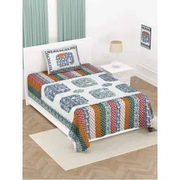 Living Roots Blue 180 TC Cotton Single Bedsheet with 1 Pillow Cover-picture-18