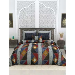 Living Roots Blue 300 TC Cotton King Bedsheet with 2 Pillow Covers-picture-20
