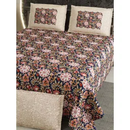 Living Roots Blue 300 TC Cotton King Bedsheet with 2 Pillow Covers-picture-19