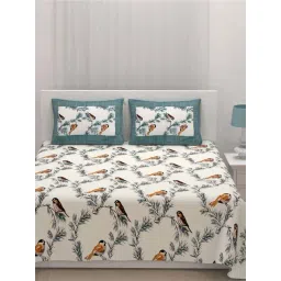 Living Roots Blue Cotton 200 TC King Size Bedsheet With Pillow Covers-picture-13