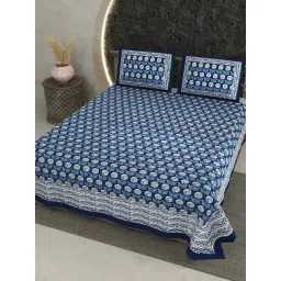 Living Roots Blue Viscose 210 TC Double Bedsheet with 2 Pillow Covers-picture-11