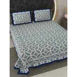 Living Roots Blue Viscose 210 TC Double Bedsheet with 2 Pillow Covers image 2