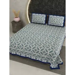 Living Roots Blue Viscose 210 TC Double Bedsheet with 2 Pillow Covers image 1