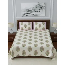 Living Roots Multicolor Jaipuri Printed Cotton Bed Sheet with 2 Pillow Cover-picture-14
