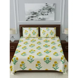 Living Roots Multicolor Jaipuri Printed Cotton Bed Sheet with 2 Pillow Cover-picture-29