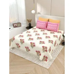 Living Roots Pink 300 TC Cotton King Bedsheet with 2 Pillow Covers-picture-16