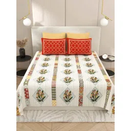 Living Roots Red 300 TC Cotton King Bedsheet with 2 Pillow Covers-picture-11