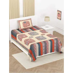 Living Roots Red & Blue 180 TC Cotton Single Bedsheet with 1 Pillow Cover-picture-26