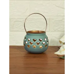 Living Scapes by Pantaloons Green Iron T-Light Candle Holder-picture-15