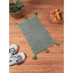 Living Scapes by Pantaloons Green Micro Chenille Cotton Bath Mat-picture-22