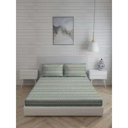 Living Scapes by Pantaloons Green Queen Flat Bedsheet Set-picture-23