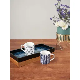 Living Scapes by Pantaloons Navy & White Bone China Cups (200ml) - Set of 2-picture-11