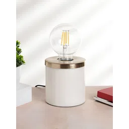 Living scapes by Pantaloons White Cotton Cylindrical Shaped Table Lamp-picture-32