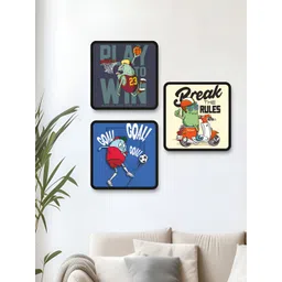 Livin'luxe Blue & Beige Set of 3 Piece Wood Cartoon Characters Wall Paintings-picture-10