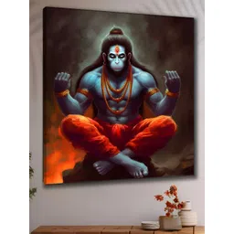 Livin'luxe Blue & Black Hanuman Ji Printed Religious Canvas Wall Art-picture-12