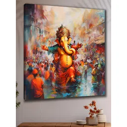 Livin'luxe Blue & Brown Lord Ganesh Religious Canvas Wall Art-picture-16