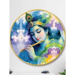 Livin'luxe Blue & Green Lord Krishna Wall Art-picture-28