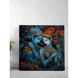 Livin'luxe Blue & Orange Radha Krishna Canvas Wall Art-picture-18