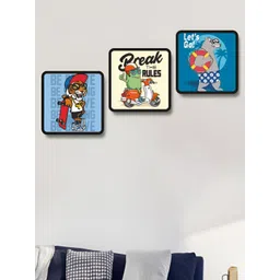 Livin'luxe Blue & Red 3 Pieces Birds & Animals Wooden Wall Arts-picture-14