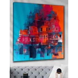 Livin'luxe Blue & Red Canvas Abstract Wall Painting-picture-16