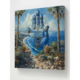 Livin'luxe Blue & White Beach Printed Canvas Wall Painting-picture-30