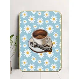 Livin'luxe Blue & White Coffee Cup With Daisies Background Wooden Wall Art-picture-38