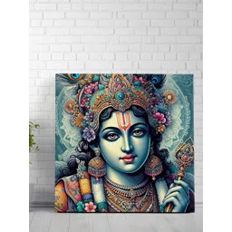 Livin'luxe Blue & Yellow Lord Krishna Canvas Wall Art-picture-12