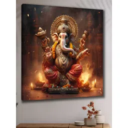 Livin'luxe Brown & Gold-Toned Lord Ganesha Canvas Wall Art-picture-36
