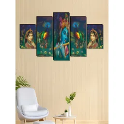 Livin'luxe Green & Blue 5 Piece Wood Religious Wall Paintings-picture-25