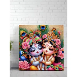 Livin'luxe Green & Pink Radha Krishna Religious Canvas Wall Art-picture-38
