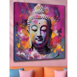Livin'luxe Pink & Blue Buddha Printed Canvas Religious Wall Painting-picture-10