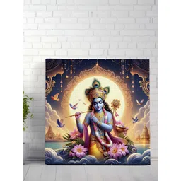 Livin'luxe Pink & Blue Religious Lord Krishna Canvas Wall Art-picture-39