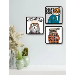 Livin'luxe White & Blue Set of 3 Piece Wood Cartoon Characters Wall Paintings-picture-14