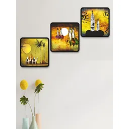 Livin'luxe Yellow & Black 3 Pieces Desert Camel Tribal Theme Wall Arts-picture-41