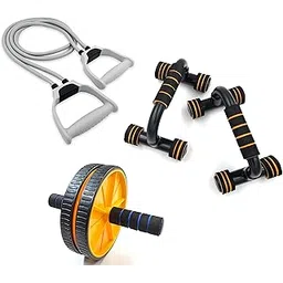 LIVOX Double Abs Wheel Roller Toning Resistance Tube Band with Push-up Bar Gym Exercise Equipment Combo Set for Men and Women Home Workout Kit-picture-39