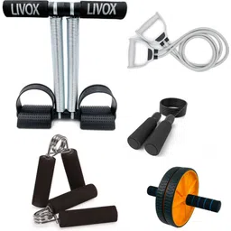 livox Tummy Trimmer, Ab Wheel Roller And Toning Tube With Skipping Rope, 2 Hand Grips Fitness Accessory Kit Kit-picture-12
