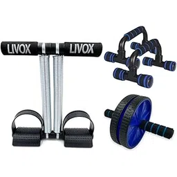 LIVOX Tummy Trimmer with AB Roller & Push Up Bars Stand for Home Workout Gym Combo Kit-picture-22
