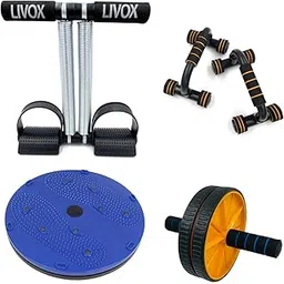 LIVOX Plastic Tummy Trimmer and Ab Wheel Roller, Pushup Bar with Tummy Twister Abs Exerciser Combo Gym Kit for Men and Women Home Workout (Multicolor)-picture-12