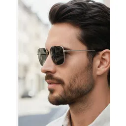 LIZA ANGEL Men Black Lens & Steel-Toned Square Sunglasses with-picture-25