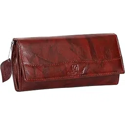 ll leather land designer bags Leather Land Genuine Leather Quilting Pattern Wallet, 6 Card Slots, (Cherry Maroon)-picture-34