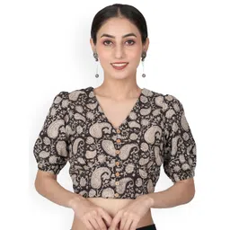 Llajja Printed Pure Cotton Ready To Wear Non Padded Saree Blouse-picture-10