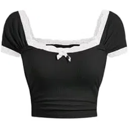 lll fashion Half Sleeves Solid Designer Lace Lycra Top for Women's image 1