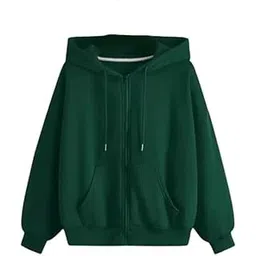 lll fashion Fleece Omen's Full Sleeve Zip-Through Hoodie | Jacket For Women | Breathable, Solid Color Hooded Jacket With Front Zipper Closure (In, Alpha, Large, Regular, Dark Green)-picture-13
