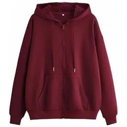 lll fashion Fleece Women's Solid Hooded Neck Zippper Long Sleeves Jacket For Winter Wear (IN, Alpha, Large, Regular, MAROON)-picture-14