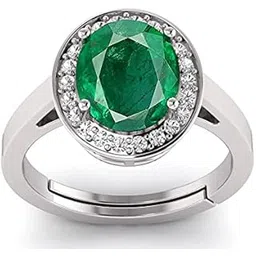 lmdprajapatis 10.00 Ratti Natural Original Certified Untreated Unheated Genuine AA++ Quality Emerald Panna Silver Plated Adjustable Ring For Men Or Women's-picture-17