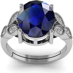 lmdprajapatis 7.25 Ratti 6.00 Carat Natural Blue Sapphire Silver Panchdhatu Adjustable Neelam Ring Lab Certified, For Womens-picture-51