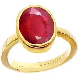 lmdprajapatis 8.25 Ratti Ruby (Manik/Manikya/Maneek) Gemstone Panchdhatu Gold Plated Ring for Astrological Purpose {Lab - Teseted}-picture-37
