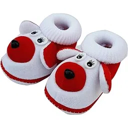 lmn child care Unisex Child Bootie 0-12 months, Toe to heel length -12cm (Red – White)-picture-10